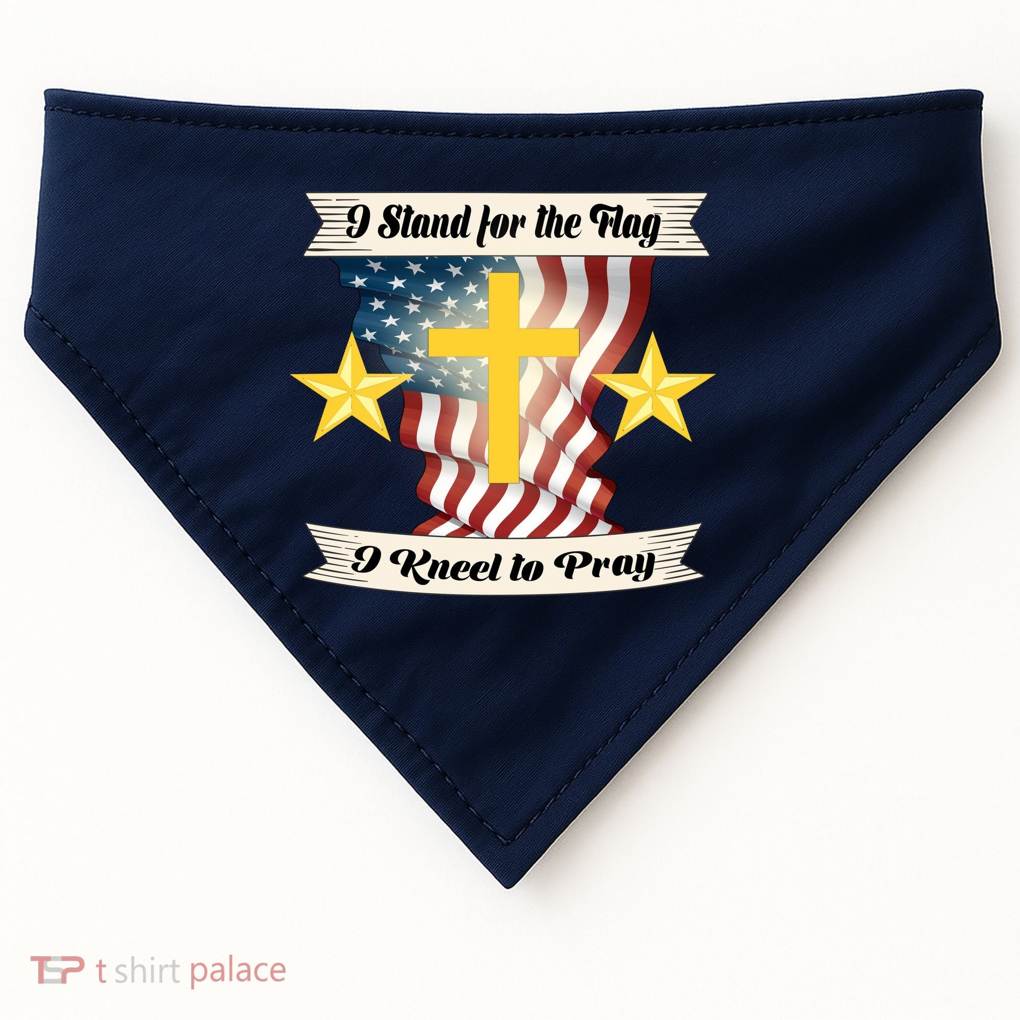 I Stand For The Flag I kneel To Pray America USA-Made Doggie Bandana