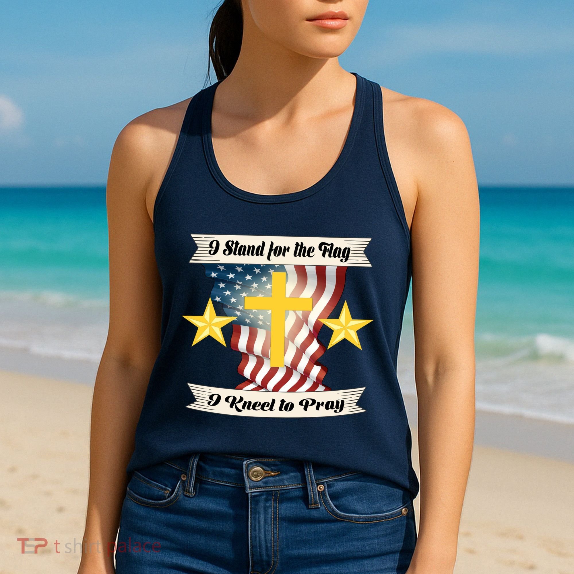 I Stand For The Flag I kneel To Pray America Women's Tank Top