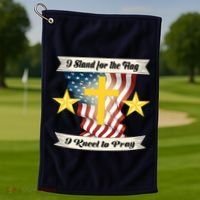 I Stand For The Flag I kneel To Pray America Golf Towel thumb 1