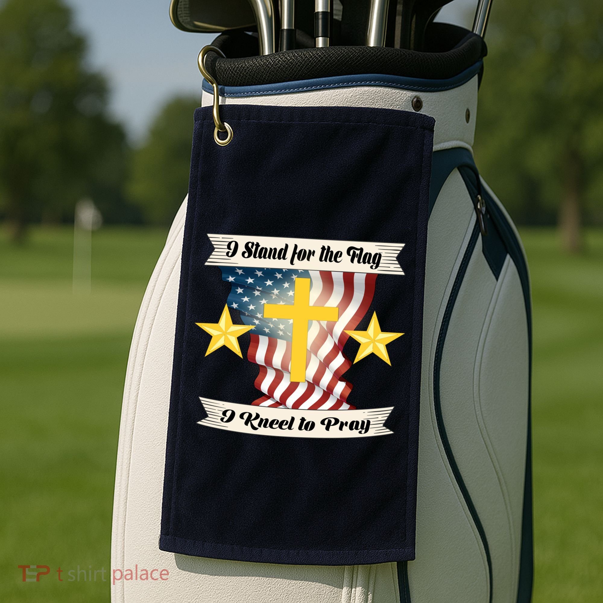 I Stand For The Flag I kneel To Pray America Golf Towel