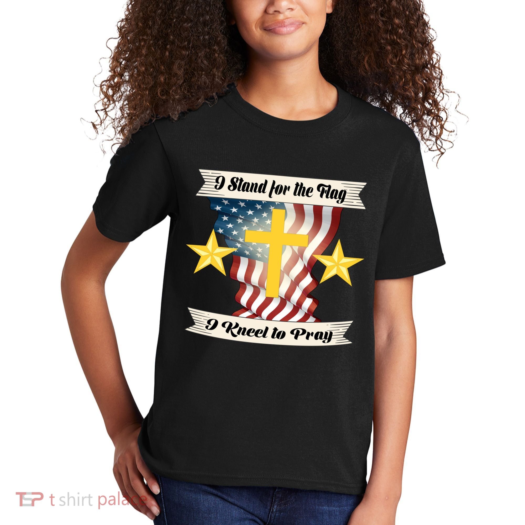 I Stand For The Flag I kneel To Pray America Kids T-Shirt