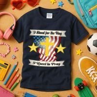 I Stand For The Flag I kneel To Pray America Kids T-Shirt thumb 3