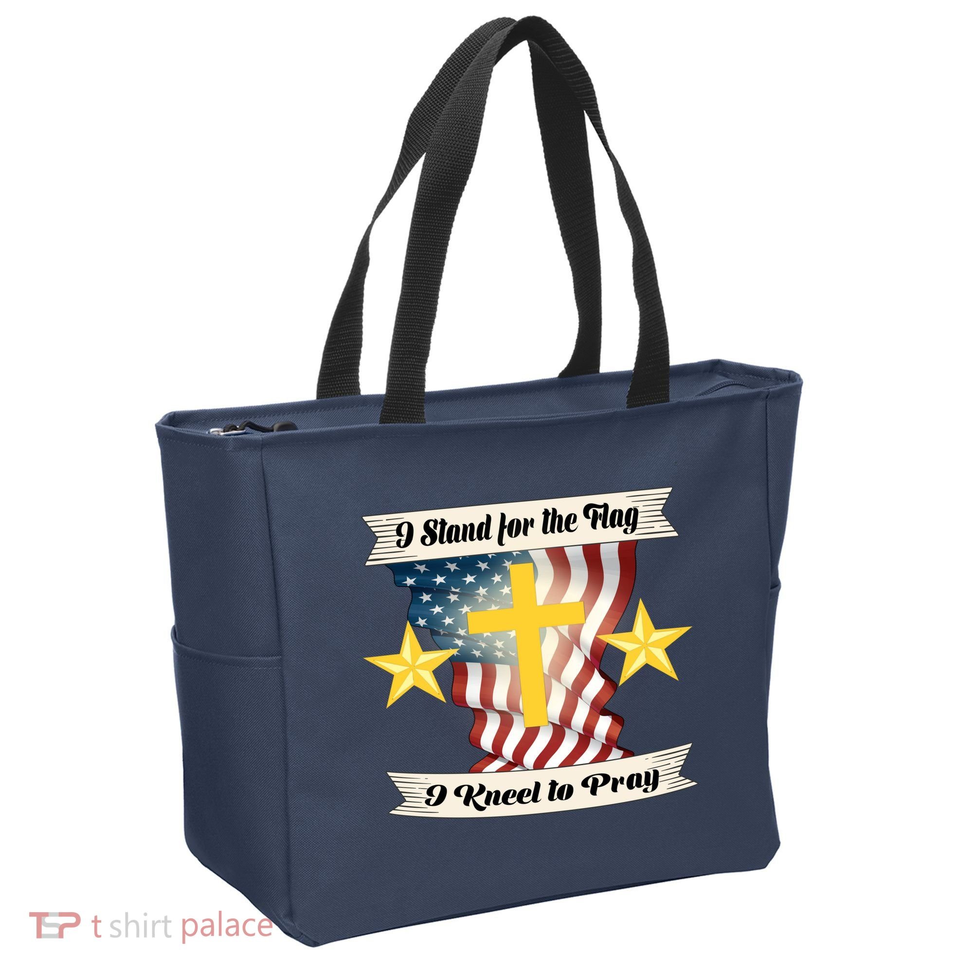 I Stand For The Flag I kneel To Pray America Tote Bag