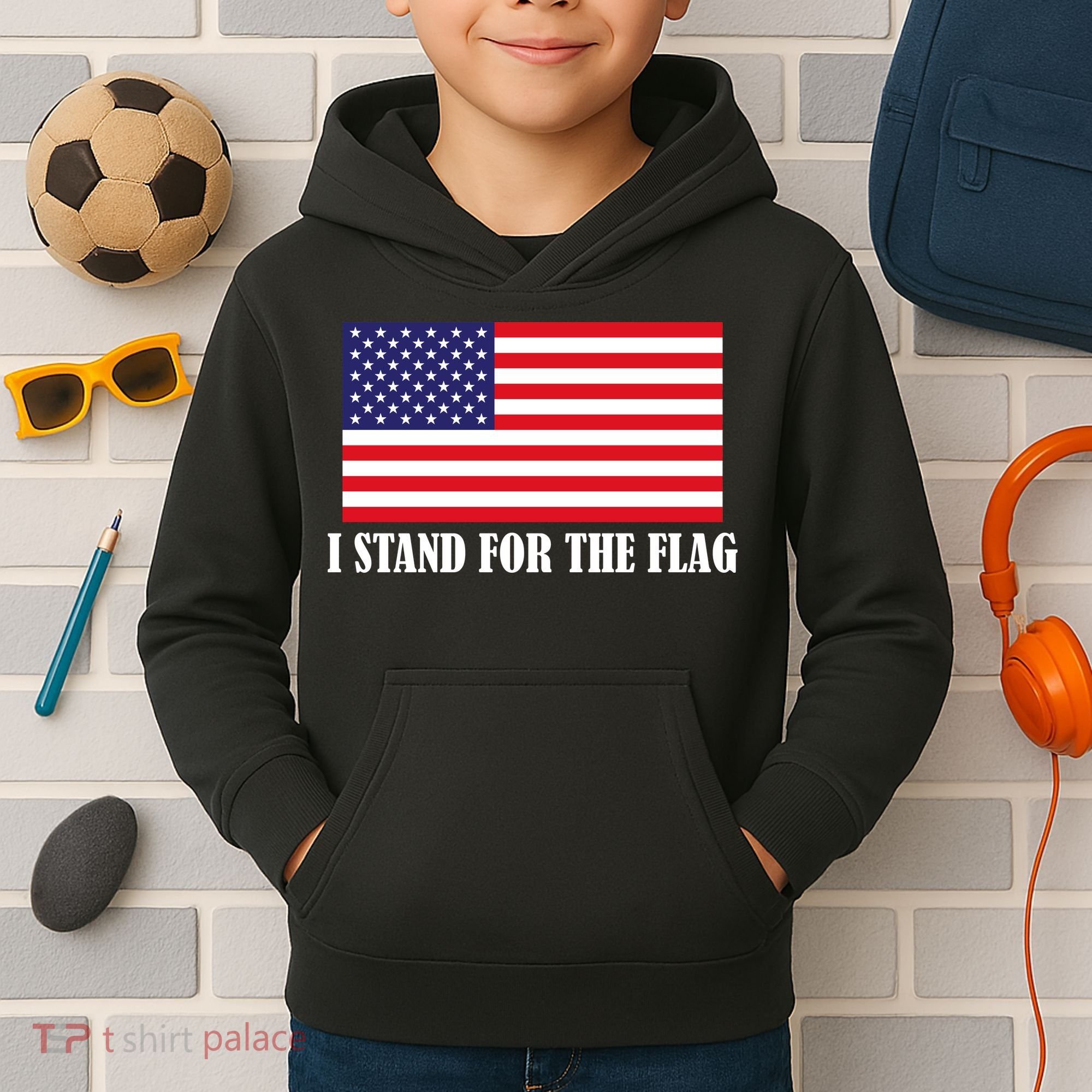 I Stand For The Flag USA National Anthem Kids Hoodie