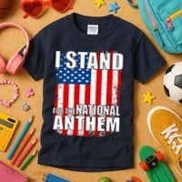 I Stand For The National Anthem Kids T-Shirt thumb 3
