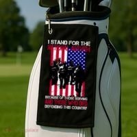 I Stand For The National Anthem Defending This Country Golf Towel thumb 2