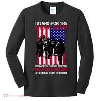 I Stand For The National Anthem Defending This Country Kids Long Sleeve Shirt thumb 0