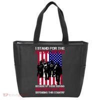 I Stand For The National Anthem Defending This Country Tote Bag thumb 0