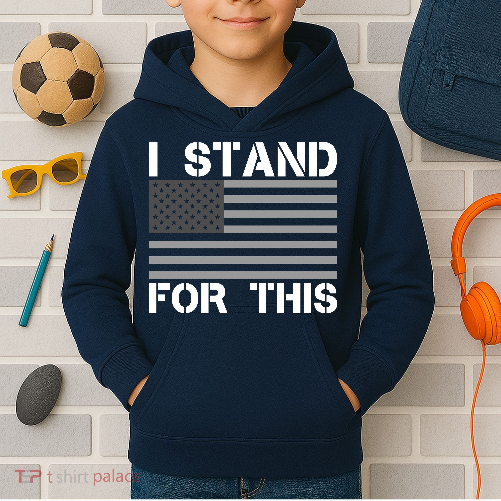 I Stand For This USA Flag Kids Hoodie