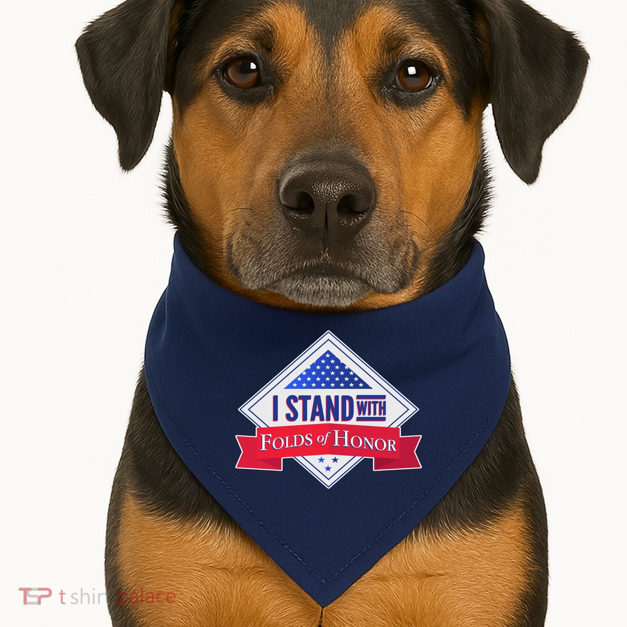 I Stand With Folds Of Honor USA-Made Doggie Bandana