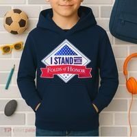 I Stand With Folds Of Honor Kids Hoodie thumb 2