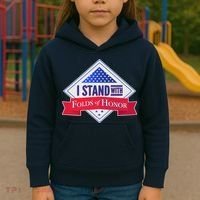 I Stand With Folds Of Honor Kids Hoodie thumb 3