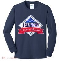I Stand With Folds Of Honor Kids Long Sleeve Shirt thumb 0