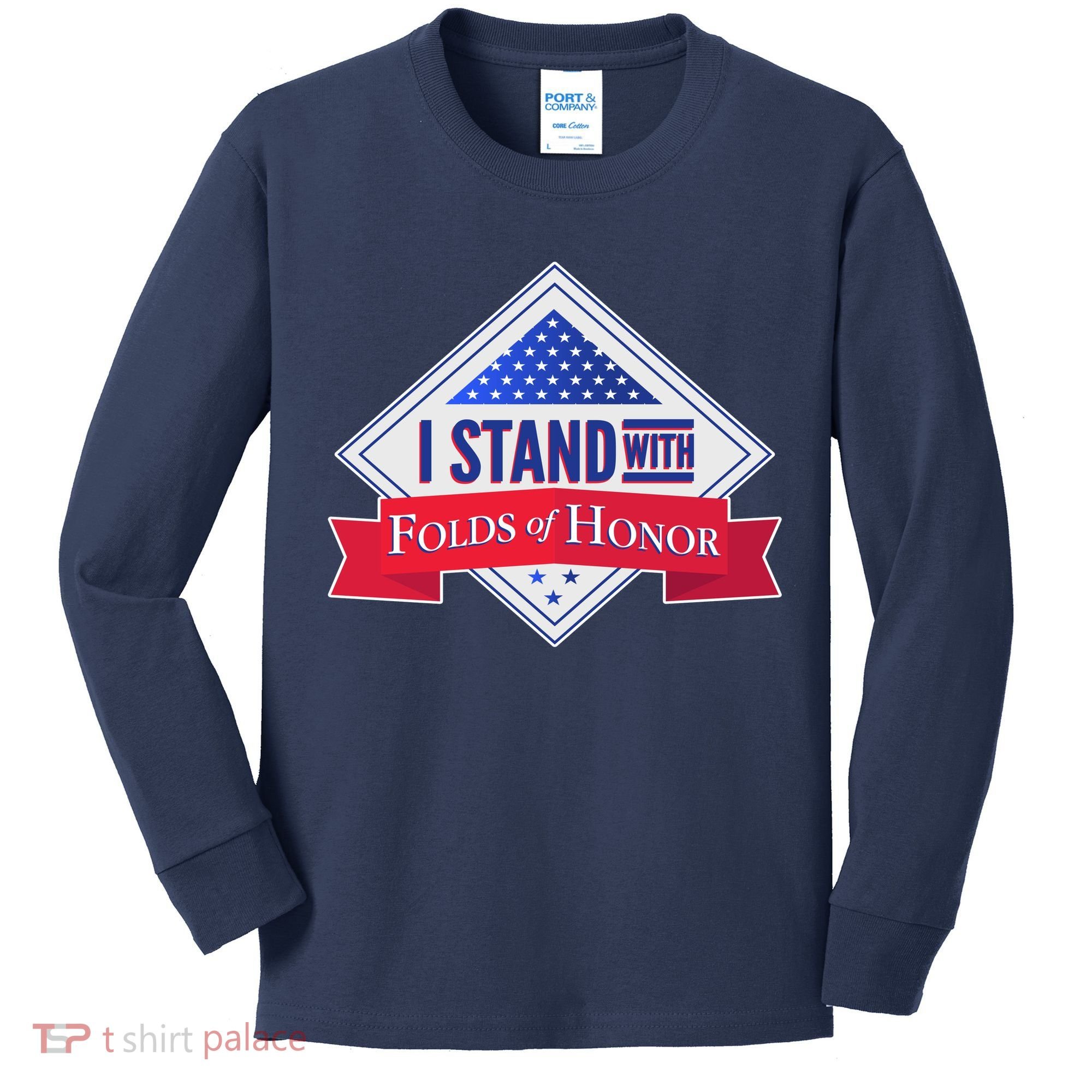 I Stand With Folds Of Honor Kids Long Sleeve Shirt