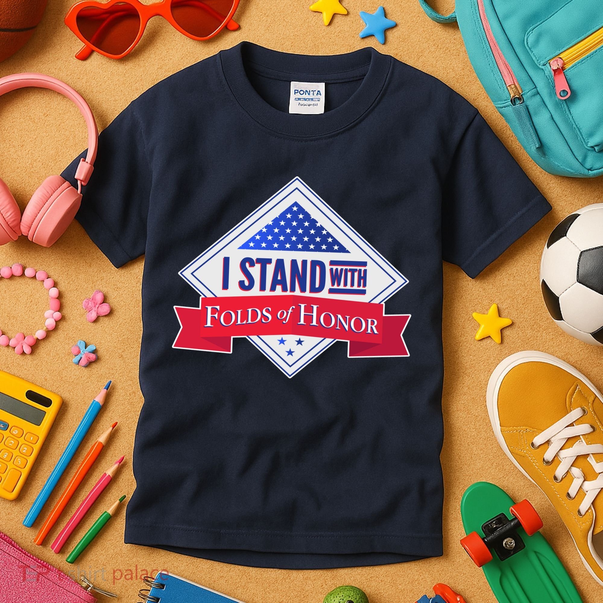 I Stand With Folds Of Honor Kids T-Shirt