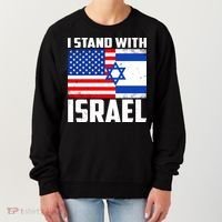 I Stand With Israel US Flags United Distressed Women's Sweatshirt thumb 0