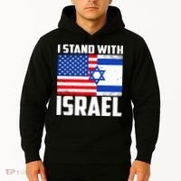 I Stand With Israel US Flags United Distressed Hoodie thumb 2