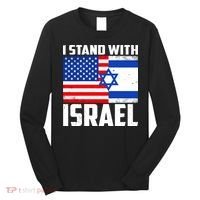 I Stand With Israel US Flags United Distressed Long Sleeve Shirt thumb 0
