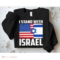 I Stand With Israel US Flags United Distressed Sweatshirt thumb 2