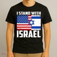 I Stand With Israel US Flags United Distressed T-Shirt thumb 3