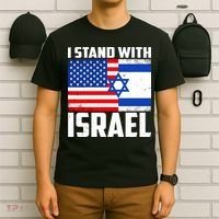 I Stand With Israel US Flags United Distressed T-Shirt thumb 6