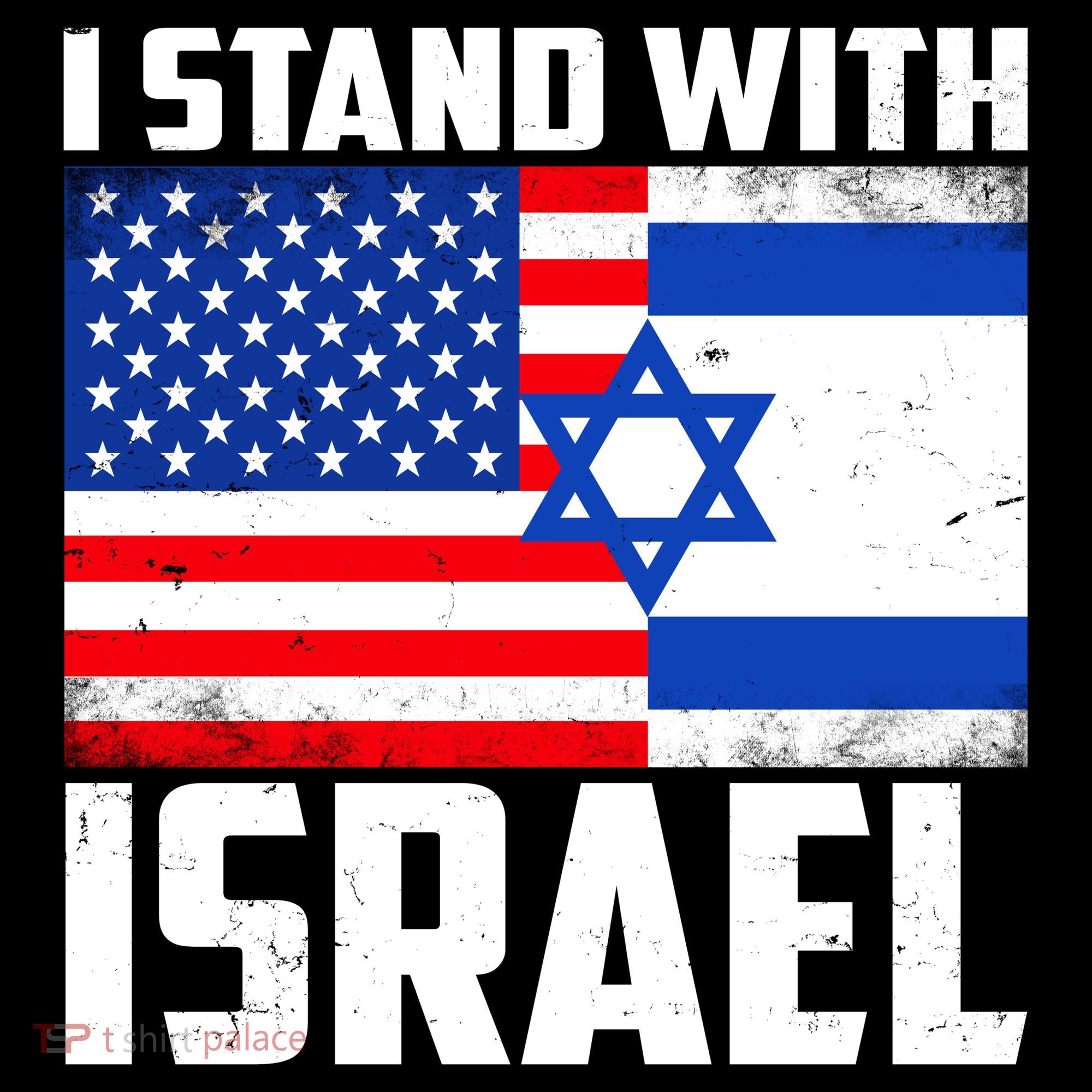 I Stand With Israel US Flags United Distressed T-Shirt