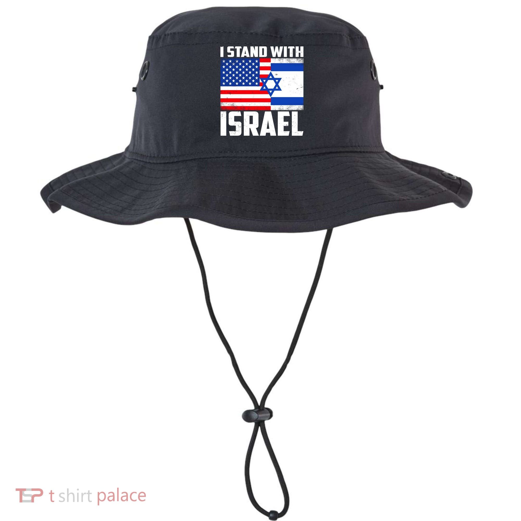 I Stand With Israel US Flags United Distressed Bucket Hat