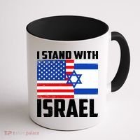 I Stand With Israel US Flags United Distressed Coffee Mug thumb 1