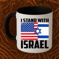 I Stand With Israel US Flags United Distressed Coffee Mug thumb 2