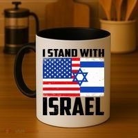I Stand With Israel US Flags United Distressed Coffee Mug thumb 4