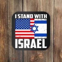 I Stand With Israel US Flags United Distressed Coaster thumb 0