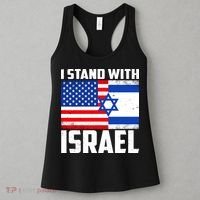 I Stand With Israel US Flags United Distressed Women's Tank Top thumb 3