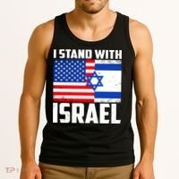 I Stand With Israel US Flags United Distressed Tank Top thumb 3