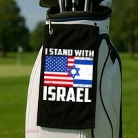 I Stand With Israel US Flags United Distressed Golf Towel thumb 2