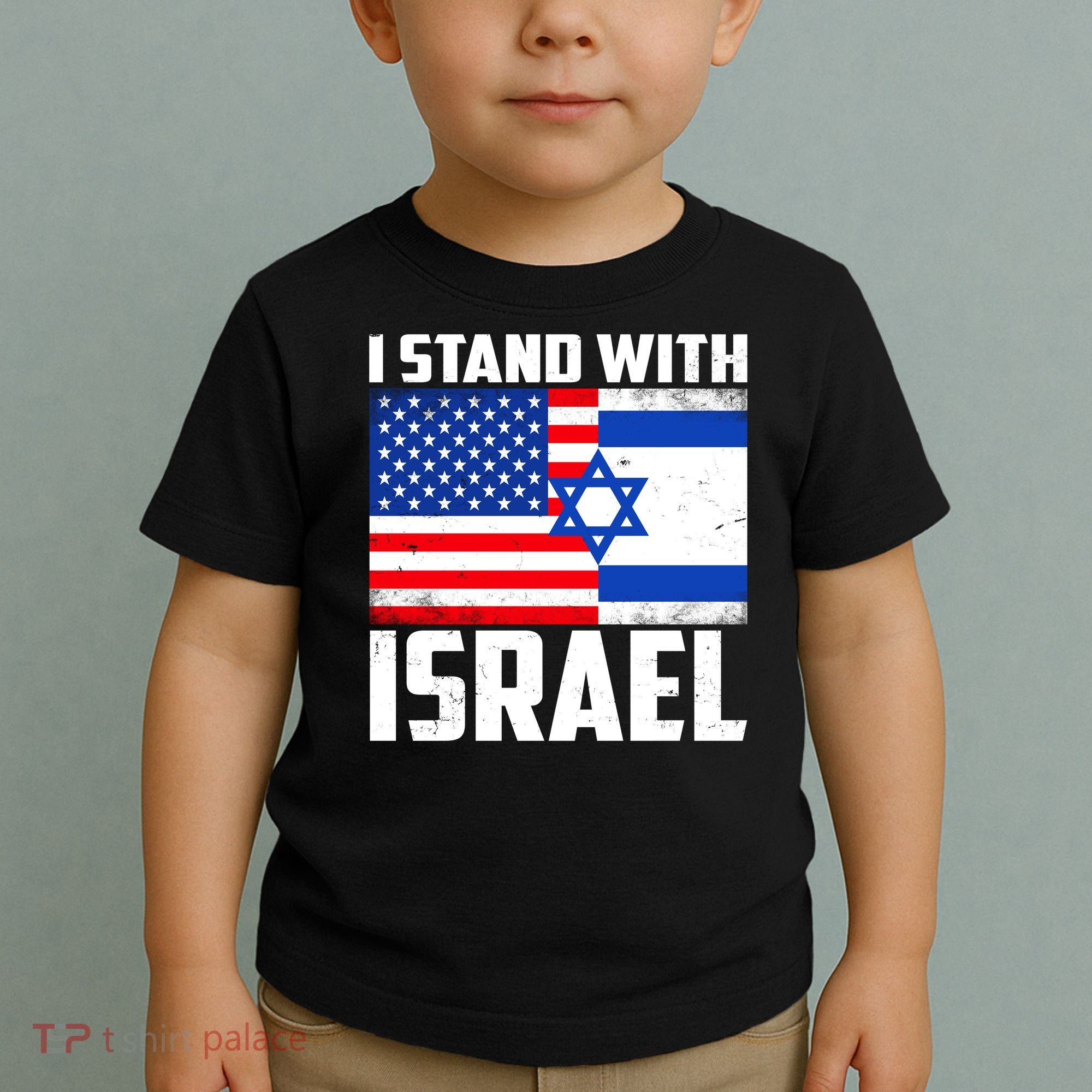 I Stand With Israel US Flags United Distressed Toddler T-Shirt