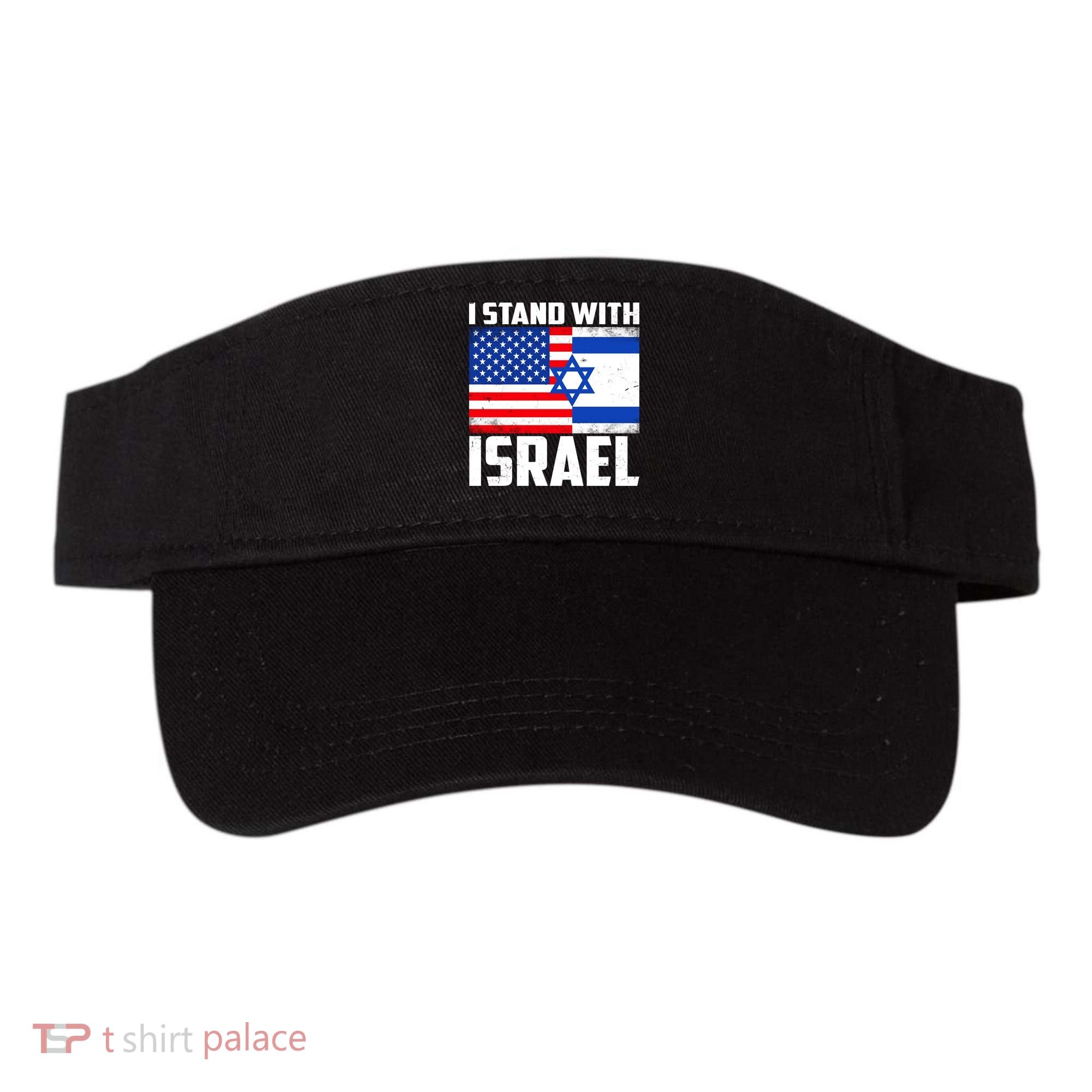 I Stand With Israel US Flags United Distressed Visor