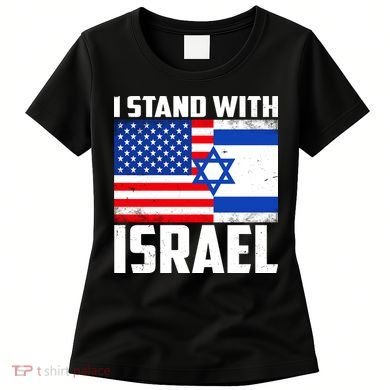 I Stand With Israel US Flags United Distressed Women's T-Shirt