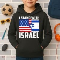 I Stand With Israel US Flags United Distressed Kids Hoodie thumb 2