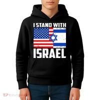 I Stand With Israel US Flags United Distressed Kids Hoodie thumb 4