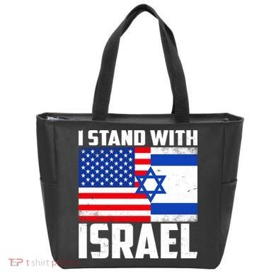 I Stand With Israel US Flags United Distressed Tote Bag