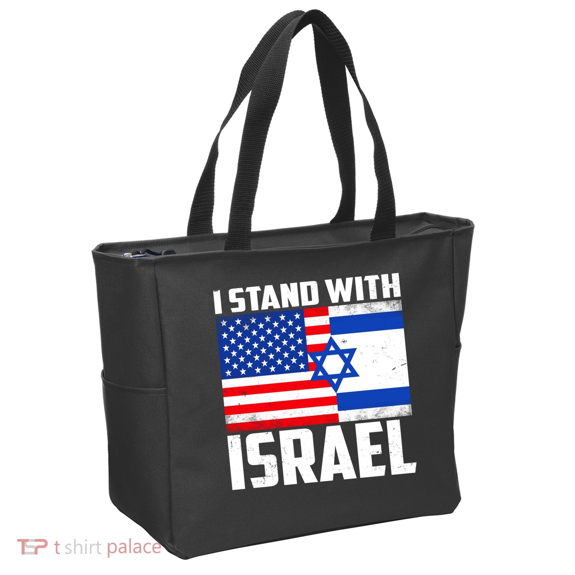 I Stand With Israel US Flags United Distressed Tote Bag