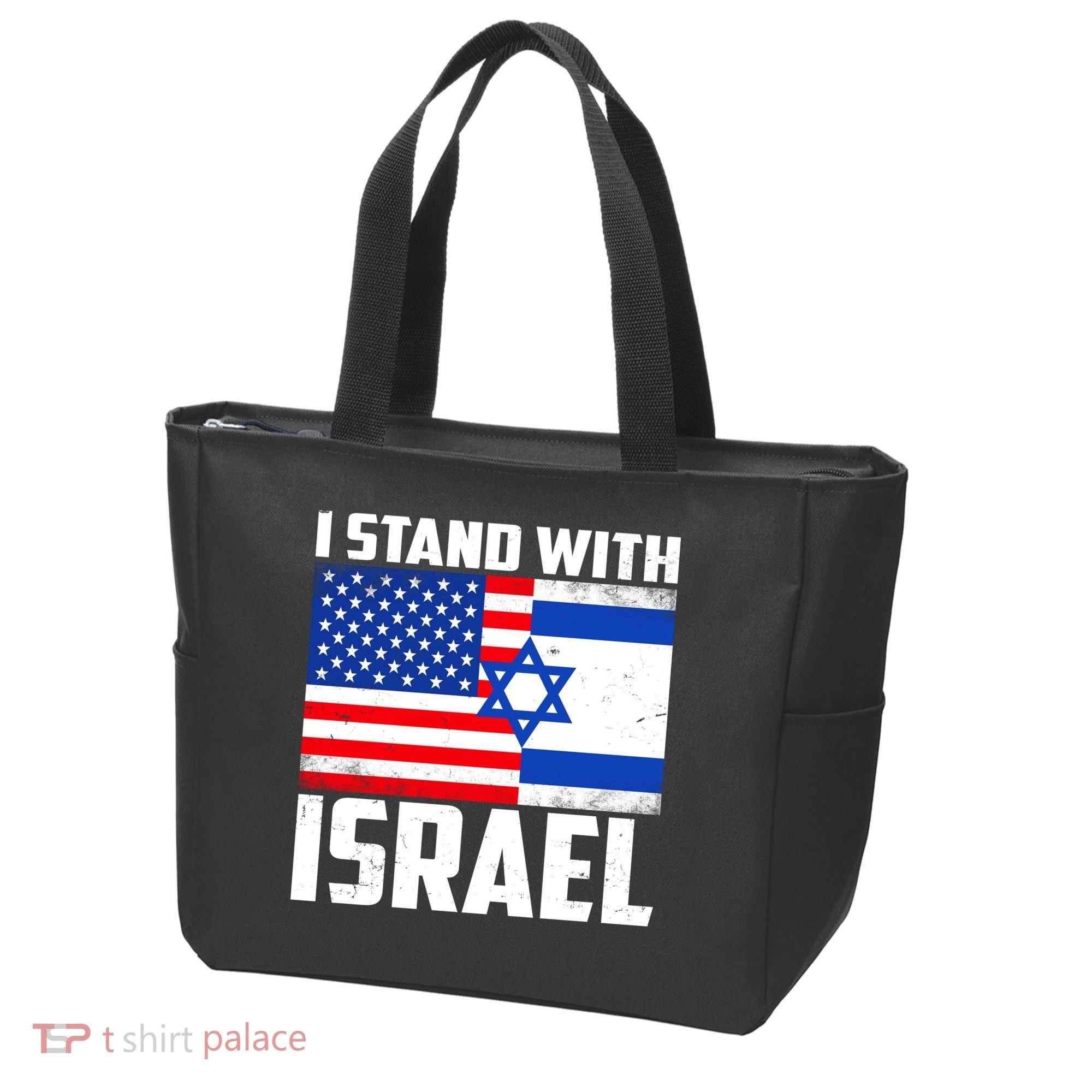 I Stand With Israel US Flags United Distressed Tote Bag