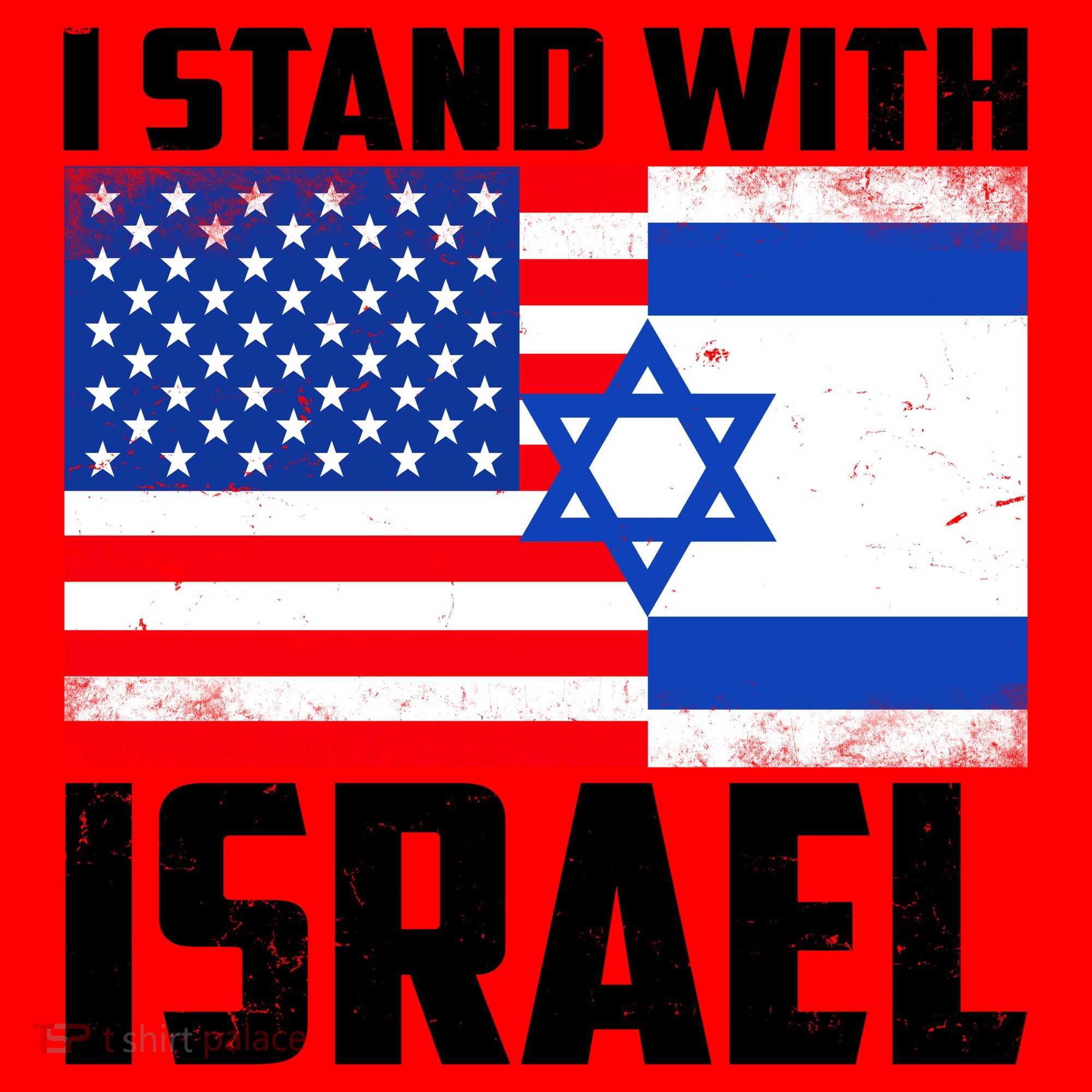 I Stand With Israel US Flags United Distressed Santa Hat