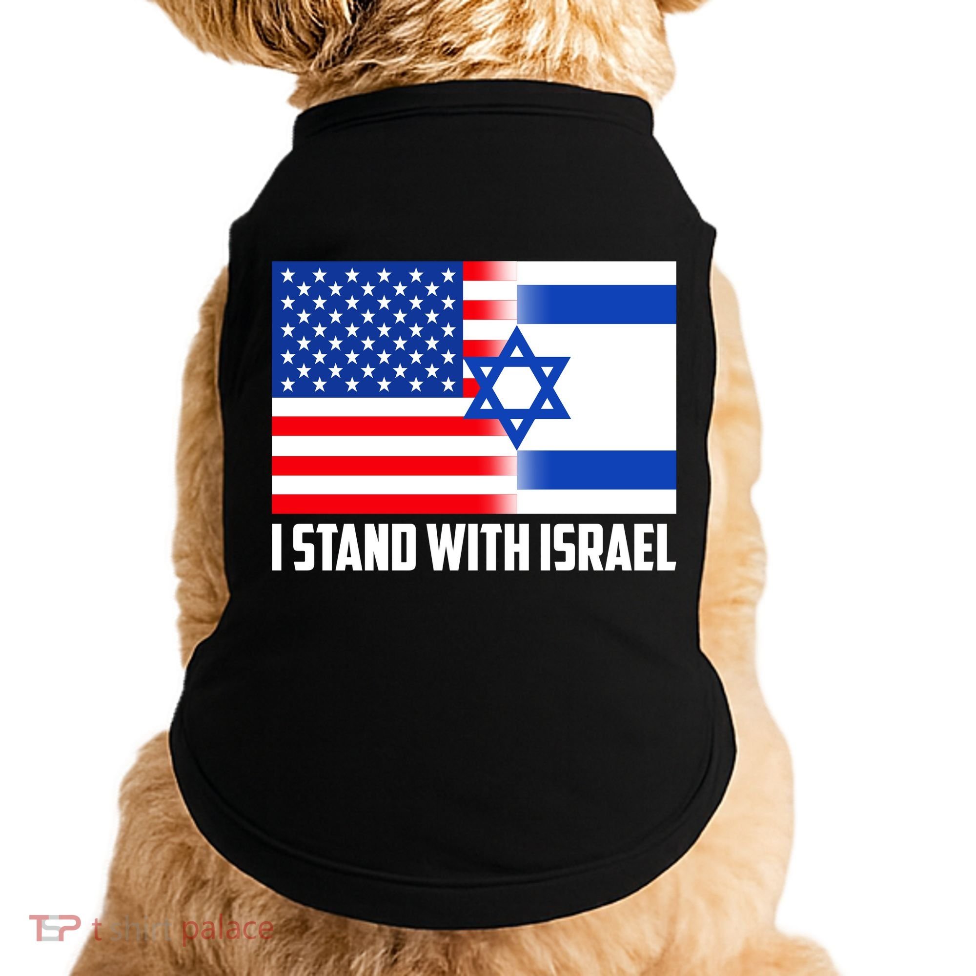 I Stand With Israel USA Flags United Together Doggie Tank