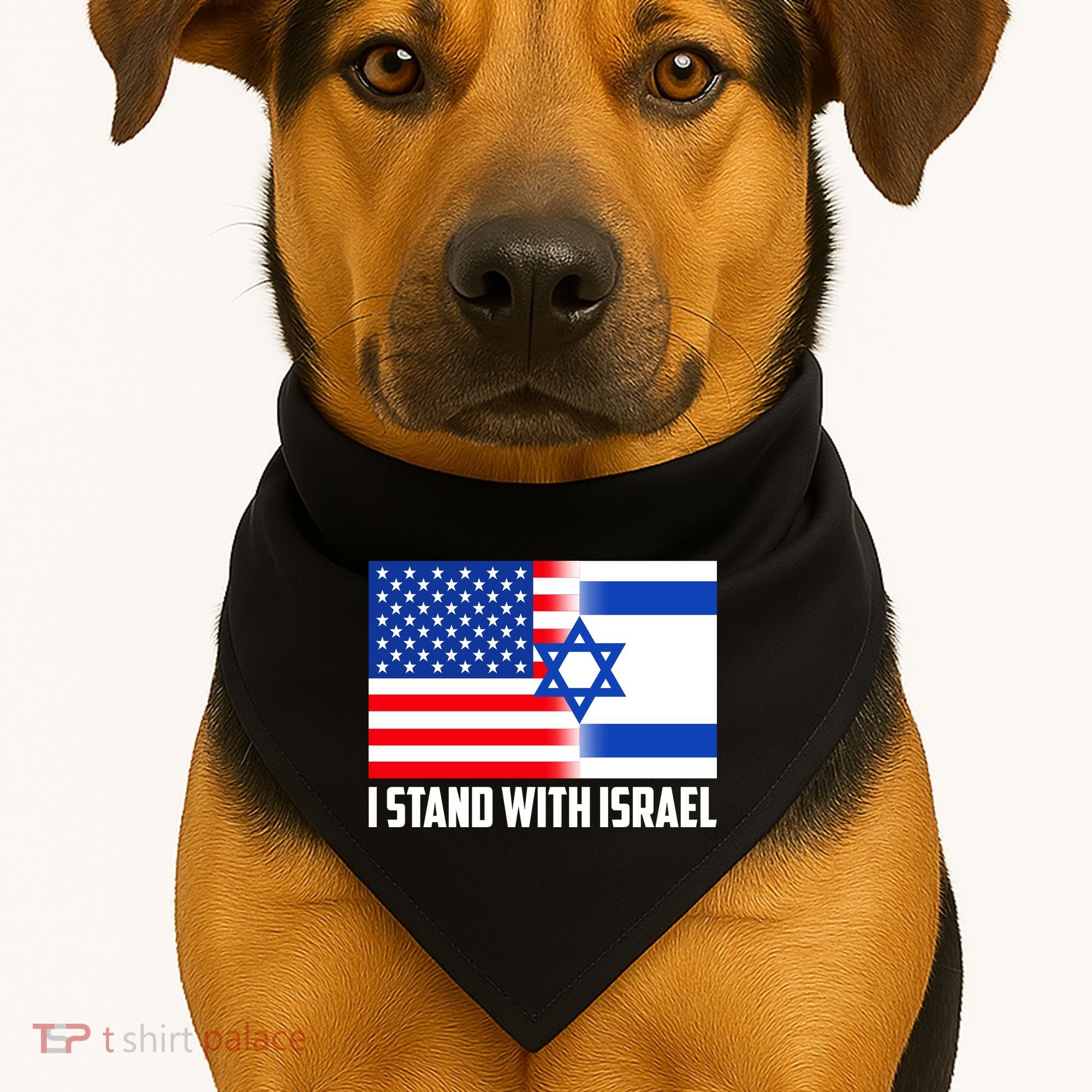 I Stand With Israel USA Flags United Together USA-Made Doggie Bandana