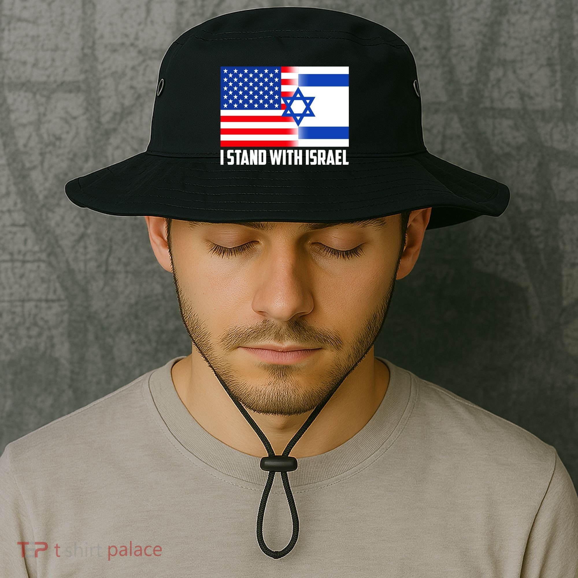 I Stand With Israel USA Flags United Together Bucket Hat