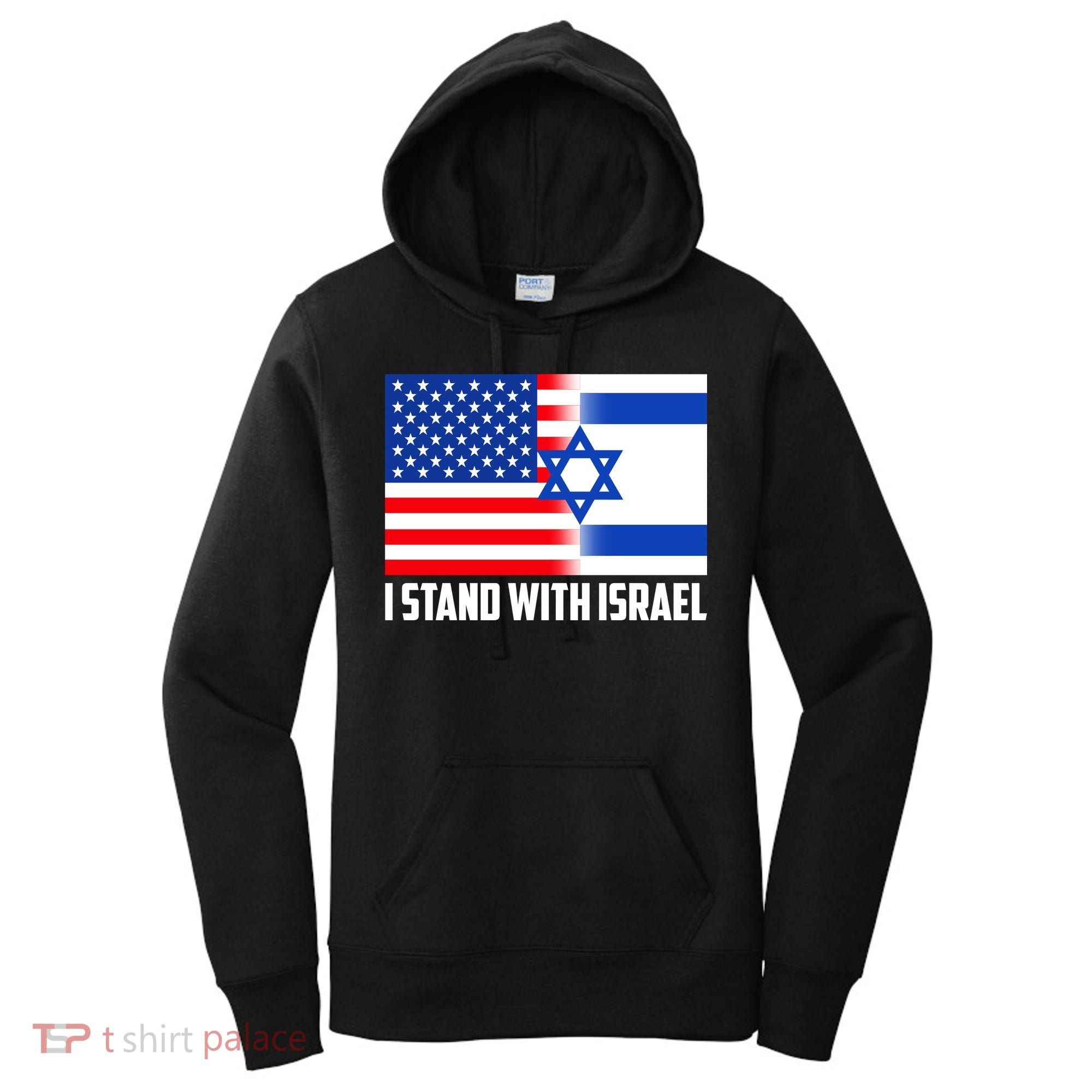 I Stand With Israel USA Flags United Together Women's Hoodie