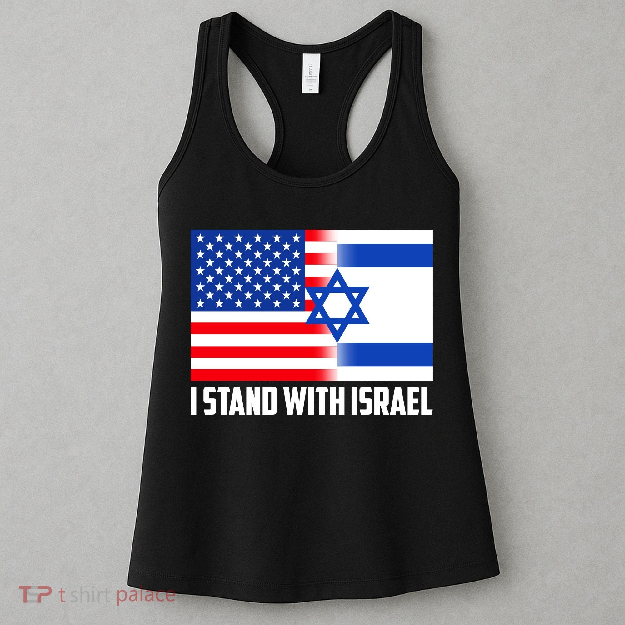 I Stand With Israel USA Flags United Together Women's Tank Top