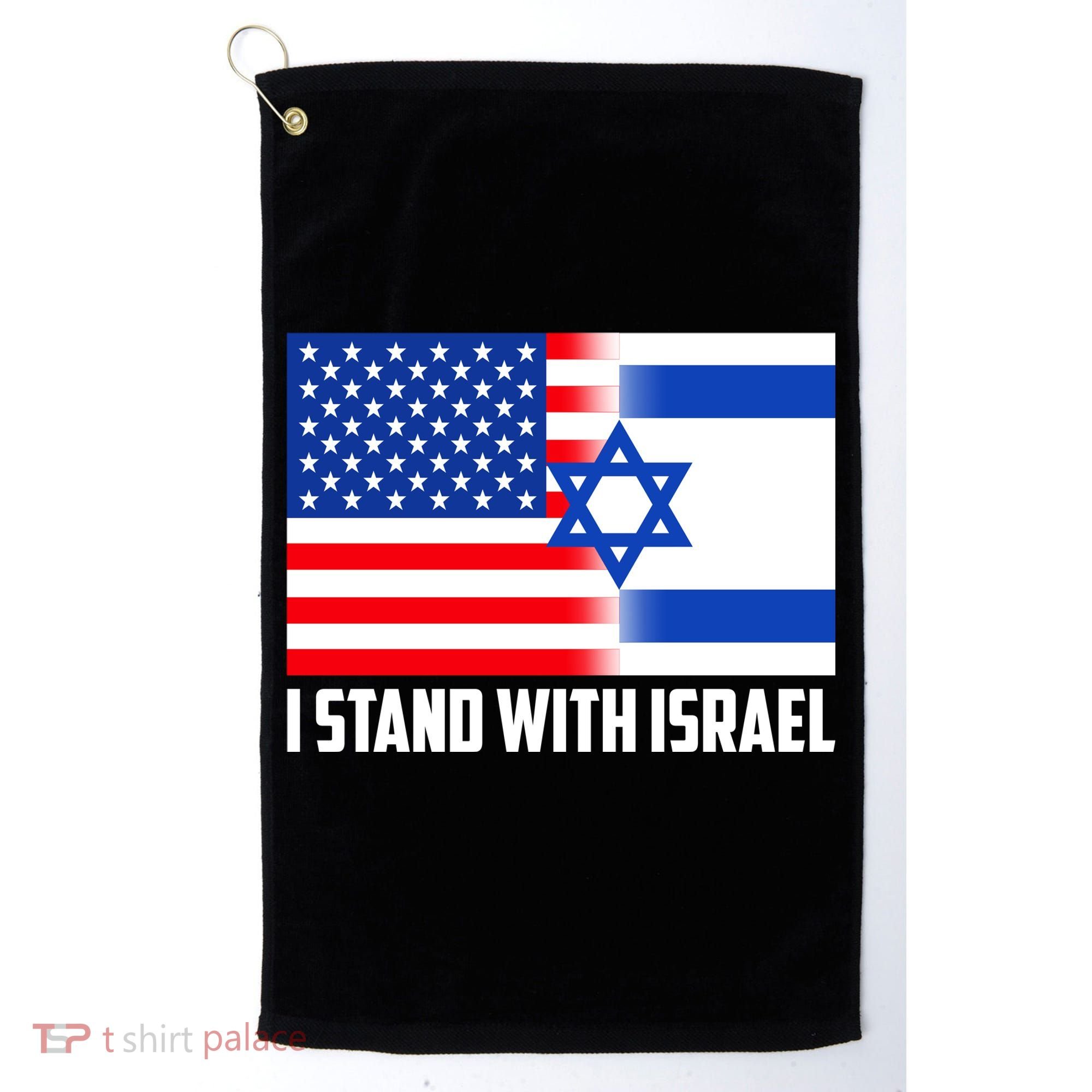 I Stand With Israel USA Flags United Together Golf Towel