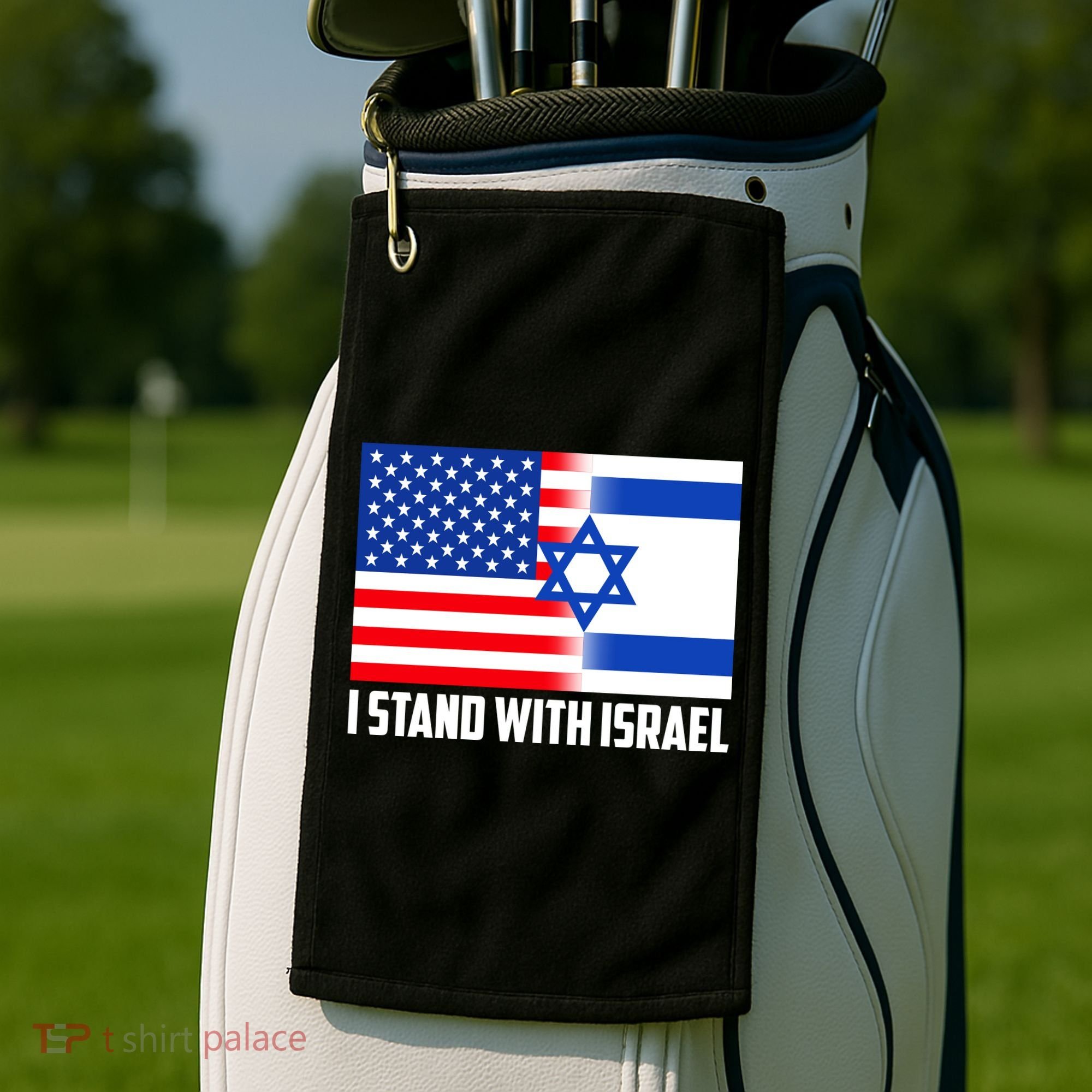 I Stand With Israel USA Flags United Together Golf Towel